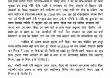 महिला प्रधान पाठक पर धार्मिक शिक्षा देने का आरोप, निलंबित