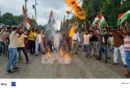 कांग्रेस नेताओं की गिरफ्तारी के विरोध में पीएम का पुतला फूंका