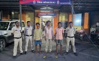 गेवरा माइंस ऑफिस में लूटपाट मामले में तीन चोर पकड़ाए, 4 फरार