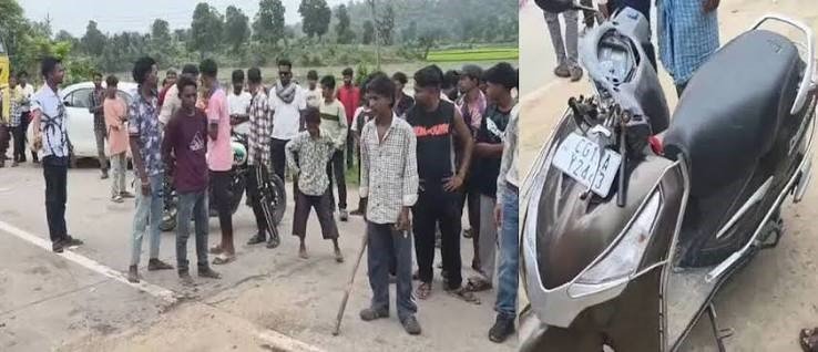 टैंकर ने स्कूटी को ठोका, नाबालिग भाई बहनों की मौत गुस्साए ग्रामीणों ने किया चक्काजाम